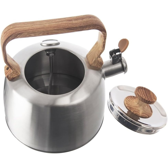 Електричний чайник зі свистком з нержавіючої сталі з термометром, 3.2 л