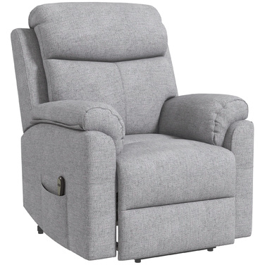 HOMCOM Electric Recliner TV Chair with Lift Assist, 5 Massage Modes, Reclining Function, Massage Chair with Footrest, Linen-Look Fabric, Side Pocket, and Remote Control, for Living Room, Grey | Aosom