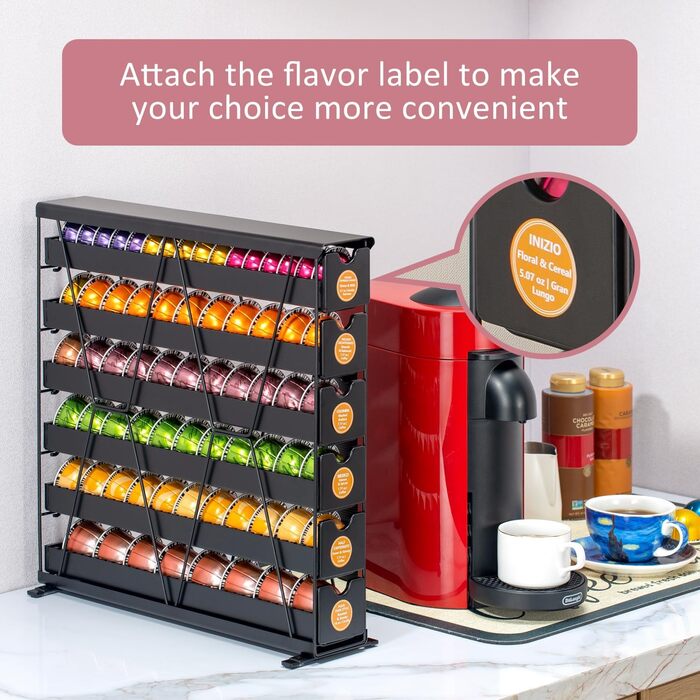 Органайзер для капсул Nespresso та Vertuo, металевий, чорний – на 30+ капсул, 3 яруси