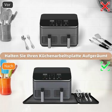 Стійка до вогню силіконова підставка 48x30 см для фритюрниці, кухонного приладдя, захист від нагріву, робочої поверхні, кавомашини, сумісна з Ninja, Cosori, Philips Airfryer