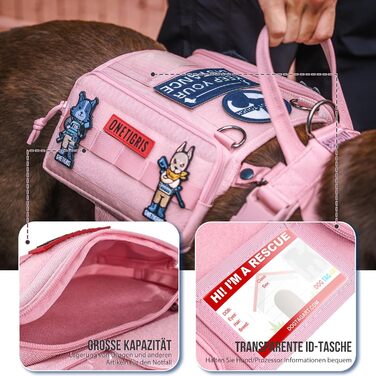 Нашийник для собак OneTigris Guardian з міцною металевою фурнітурою та великою кишенею, рожевий, M