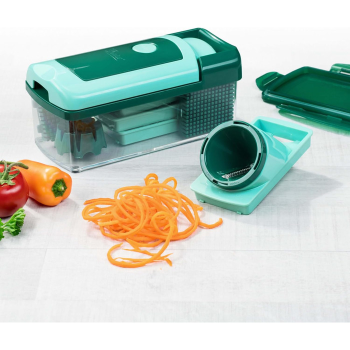Genius Nicer Dicer Fusion Smart Julienne Slicer | 16-Piece Vegetable Chopper & Slicer Set | Mint Green