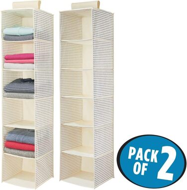 Тканинний підвісний шафа mDesign – 6 полиць – сірий та чорний колір, ідеально для одягу, ременів, клатчів