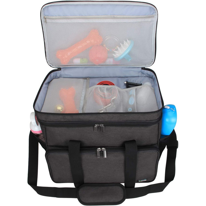 Сумка для собак Teamoy: переносна сумка для корму, ласощів, іграшок та інших речей. Ідеальна для подорожей, кемпінгу та прогулянок (Велика, чорна)