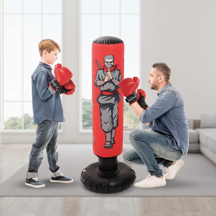 Дитячий боксерський мішок-іграшка з боксерськими рукавичками, надувний, для хлопчиків та дівчаток, для фітнесу та зняття стресу