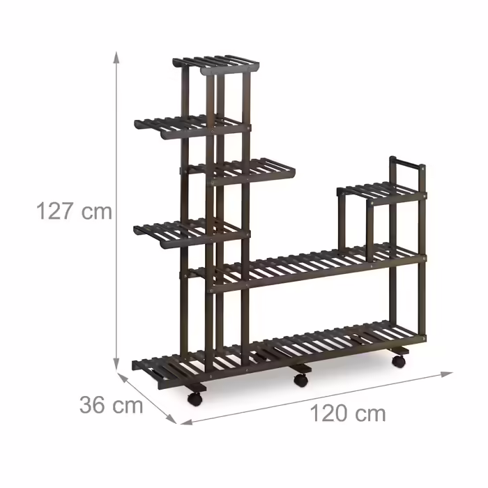 Relaxdays Brown Plant Shelf Bamboo 7 Shelves