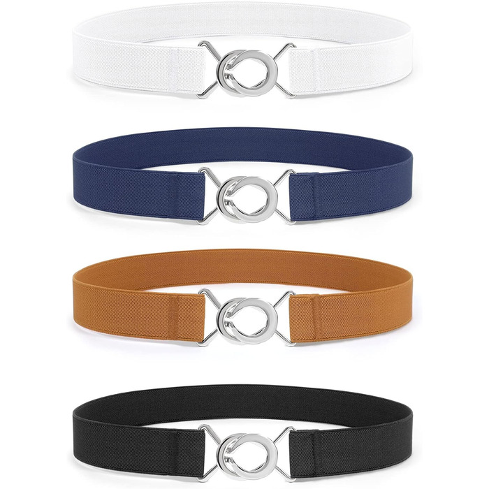 Еластичний ремінь LeaCoolKey для жінок та чоловіків, тонкий, стрейч, для джинсів та суконь, чорний, коричневий, білий, блакитний (80 см), розмір талії 76-90 см