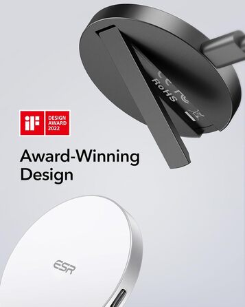 Бездротовий зарядний пристрій ESR MagSafe з підставкою для iPhone 17/16/16 Pro/16 Pro Max/15/14/13, AirPods 4/3/2 Pro, білий (без адаптера живлення)