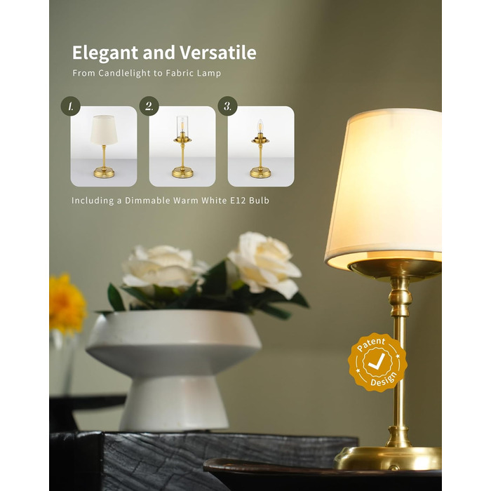 Нічник бездротовий акумуляторний Wiederaufladbare з димером та лампочкою для спальні, вітальні, їдальні - Золотий A-gold