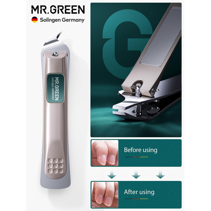 Набір для манікюру Mr.GREEN 3шт: кусачки, пилка, кусачки з захистом від бризок, кейс, для чоловіків та жінок