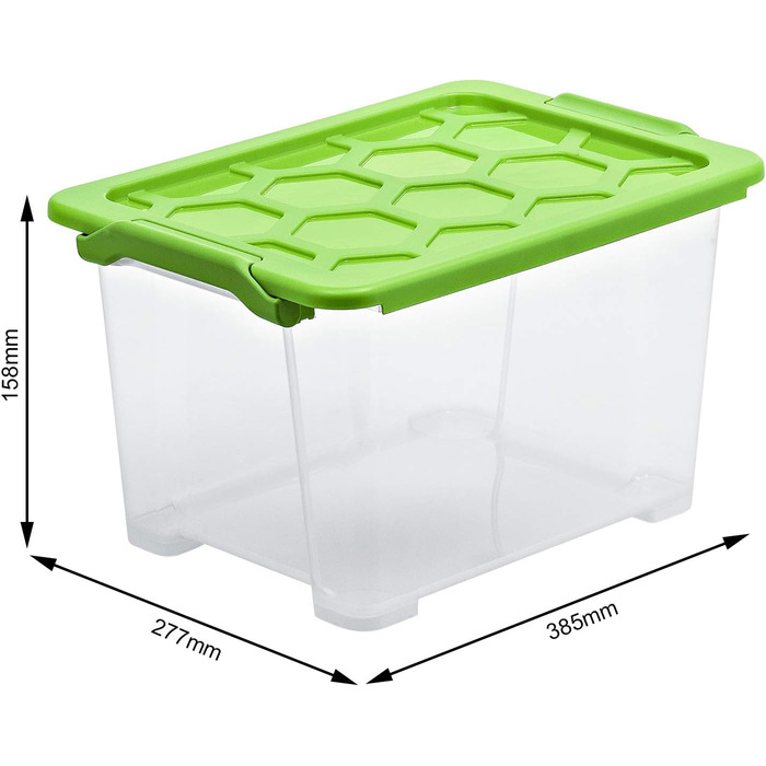 Rotho Evo Safe Keeping Storage Boxes with Lid, Plastic, Turquoise/Transparent (15l, 3-Piece Set)