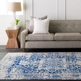 Surya Syracuse Vintage Rug Large - Rug Living Room 200x274 cm, Dining Room, Bedroom - Oriental Rug Boho Style - Carpet Living Room, Colorful Pattern, Blue and Beige Blue and Beige 200 x 280 cm