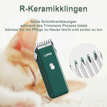 Професійна машинка для стрижки собак та котів, тиха, з керамічним лезом, електрична, водонепроникна (IPX7), зелена, стандартний набір
