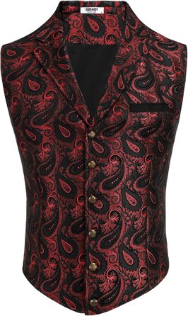 Чоловічий жилет Coofandy Paisley вікторіанський готичний стиль Стімпанк для смокінга з лацканами фіолетовий
