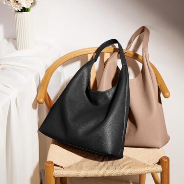 Сумка жіноча KALIDI Shopper Hobo з PU шкіри, бежева, для роботи, навчання, повсякдення, з кнопкою
