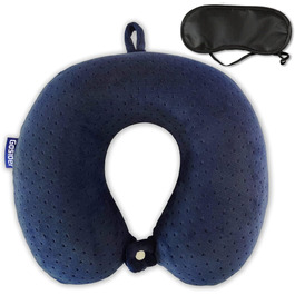 Подушка для шиї з Memory Foam, зручна у подорожах, U-подібна, підтримує шию та голову, знівелює втому, портативна, для літаків, поїздів, автомобілів, блакитна