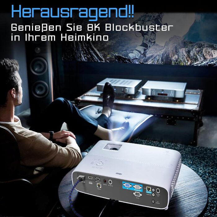 HDMI-кабель 8K Ultra HD 5 метрів, 48 Gbps, 2.1, HDR10+, eARC, DTS:X, HDCP 2.2/2.3, Premium