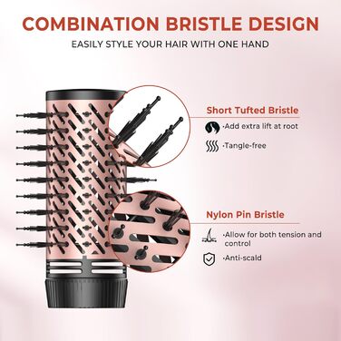 Мультистайлер для волосся 5 в 1: фен-щітка, плойка, об'єм, локони, 1000W, золото