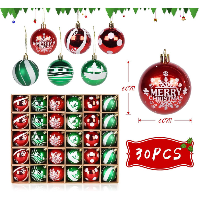 Набір ялинкових прикрас - 30 кульок 6см, пластик, темно-синій та білий, для ялинки