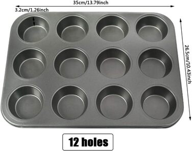 2-piece muffin tin for 12 muffins, muffin pan, baking sheet for muffins, muffin baking pan for 12 muffins, cupcakes and small cakes