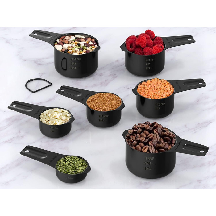 Wildone Measuring Cups and Spoons Set, Stainless Steel, Nesting, Metal Measuring Cups and Spoons for Cooking and Baking, 21-Piece, Black