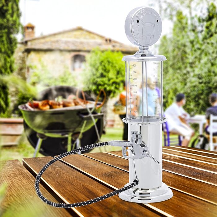 Relaxdays Drink Dispenser for Alcoholic Beverages, 2 Pack, Beer, Juice, Water, Fun, Made of Plastic and Silicone, 900 ml, Chrome-plated (14.0 x 14.0 x 48.0 cm)