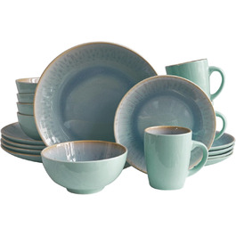 Набір посуду Vintage 'Ana' від ECHTWERK (16 предметів) для 4 осіб. Посуд з порцеляни: 4 тарілки, 4 невеликі тарілки, 4 миски, 4 чашки.
