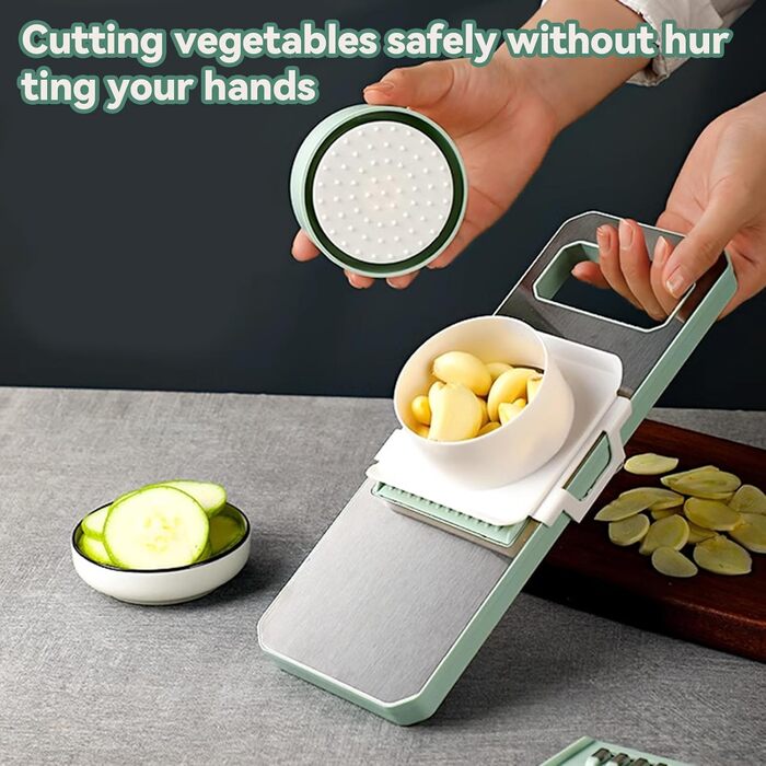 Мандоліна для овочів 7-в-1 з нержавіючої сталі – набір для нарізки овочів та шинкування | Професійний овочевий слайсер для салату та напівфабрикатів