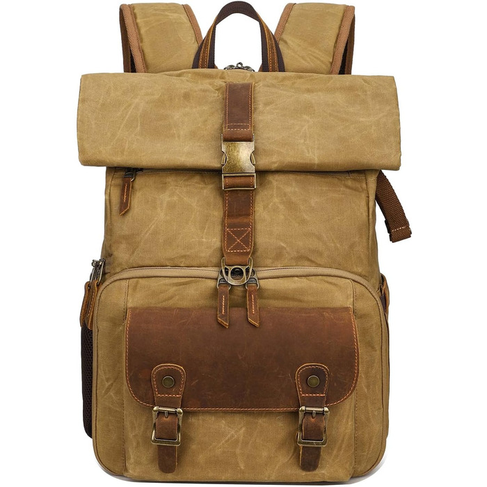 Рюкзак для фотокамери Vmokki Rolltop, водонепроникний, великий, з швидким доступом, антикрадіжний, з тримачем для штатива, відділенням для ноутбука, жовтий