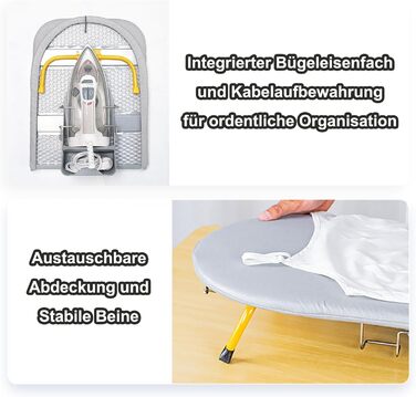 Настінна розкладна дошка для прасування Wandmontierbar з поворотним механізмом 180°, 92 x 31 см, чорна (сіра/жовта)