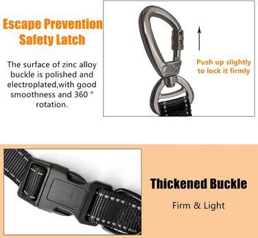 Поводок для собак YankMooM 6-в-1: багатофункціональний, регульований, з надійним амортизатором. Підходить для бігу, прогулянок, тренувань, поїздок в авто з собаками середніх та великих порід. Включає автомобільний ремінь безпеки (1,5 - 2,4 м)