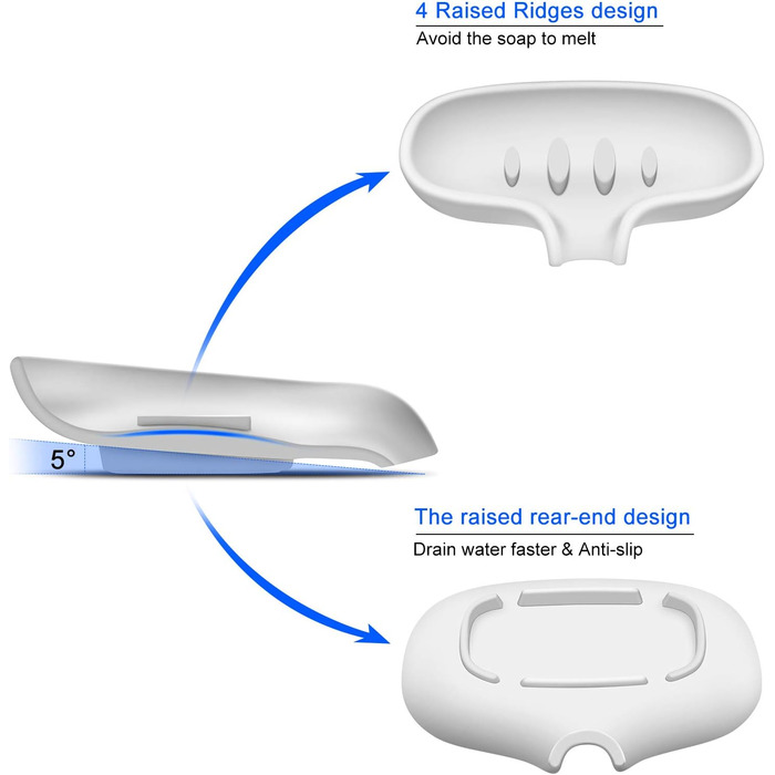 Силіконова мильниця SUBEKYU з підставкою для стікання води, 2 шт, білий колір