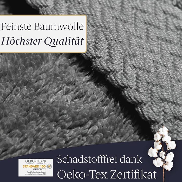 Liebenstein® Premium Towel Set - in anthracite - 2 shower towels 70x140 cm and 2 hand towels 50x100 cm made of finest cotton with 550 g/m² - exceptionally soft and absorbent