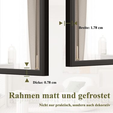 Дзеркало настінне прямокутне BEAUTYPEAK 81x61 см з металевим каркасом, безпечне, для ванної, спальні, вітальні (Чорний)