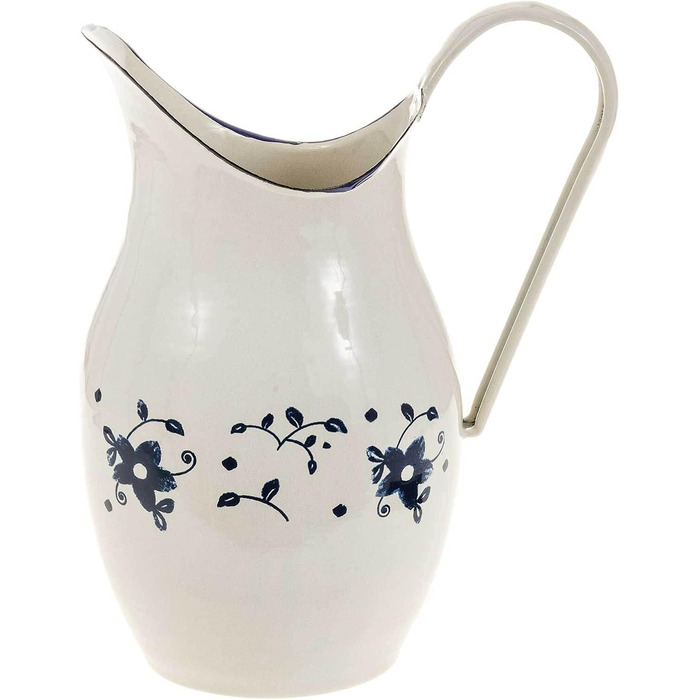 SIDCO Large Enamel Jug, Enamel Can, Water Jug, Water Can, Vintage Shabby Chic Flower Design