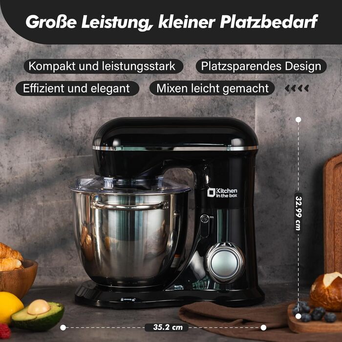 Кухонна машина Kitchen in the box: 6 л, 1300 Вт, темний зелений/чорний, з набором насадок