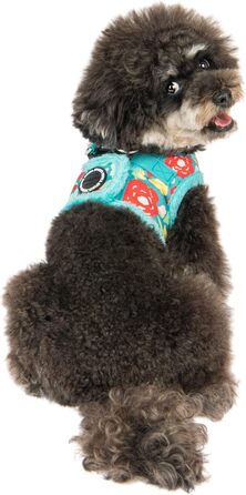 Жилет для собак Puppia Gianni з квітковим малюнком, теплий зимовий, аквамарин, розмір S
