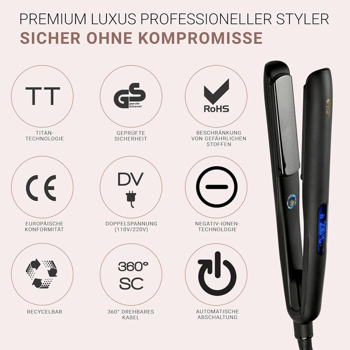 2-in-1 Hair Straightener & Curling Wand - Black G1 - 5 Year Worry-Free Guarantee