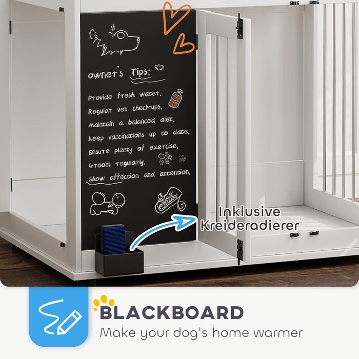 Клітка для собак PawHut - переносна будка з 3 дверцятами, полиця для іграшок, для великих собак, біла