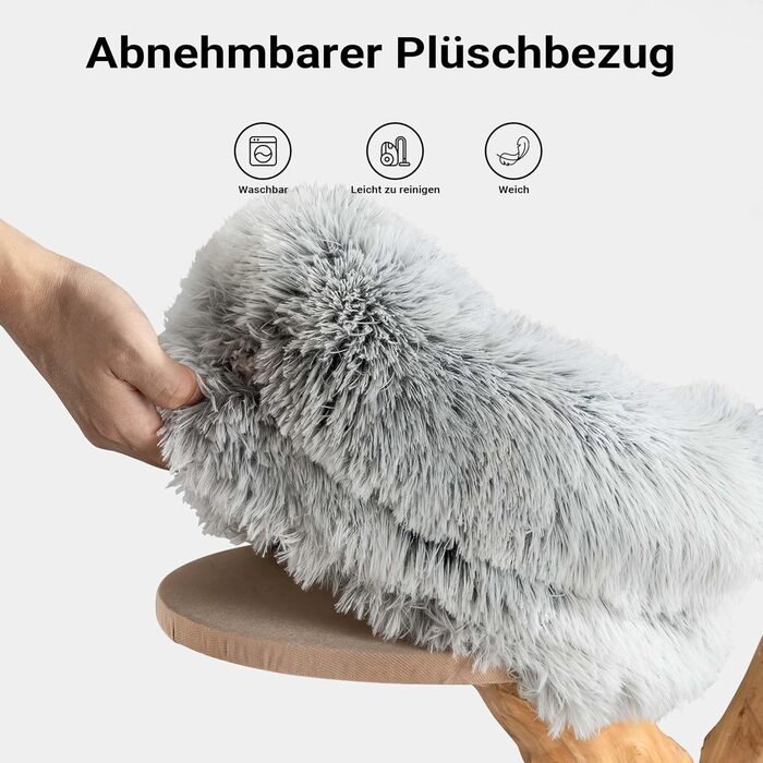 Кігтеточка Fudajo Designer у вигляді дерева, висока, з плюшем та сизалем, для котів, з гамаком (80 см)