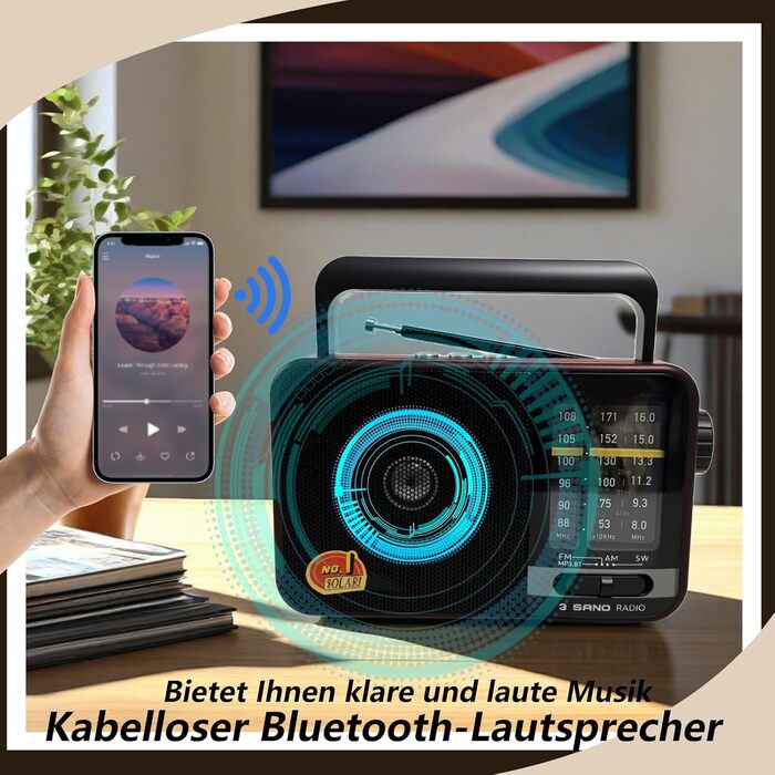 Портативна радіоприймач Klein з сонячною панеллю та акумулятором 1200mAh, AM/FM/SW, 8W динамік, TWS, USB/TF, для кемпінгу, надзвичайних ситуацій та відпочинку на природі (Сірий/Червоний)