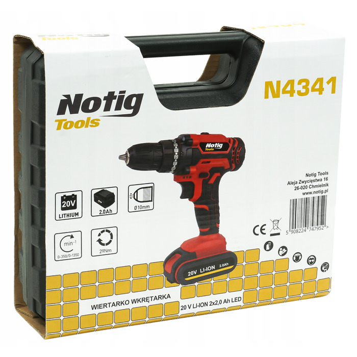 Акумуляторний шуруповерт Notig Tools 20 В N4341