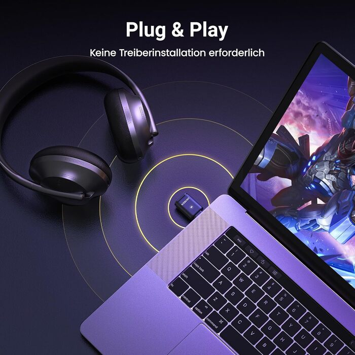 Bluetooth адаптер UGREEN USB-C aptX 5.3, аудіо-донгл для PS5, Nintendo Switch та ПК