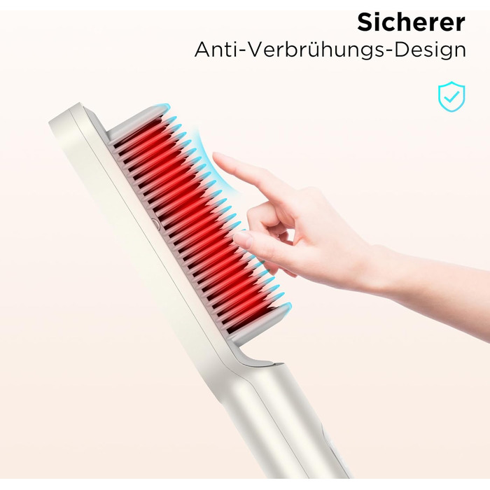 Випрямляюча щітка PARWIN PRO BEAUTY з LED-дисплеєм, захистом від опіків та 4 температурними режимами (срібна)