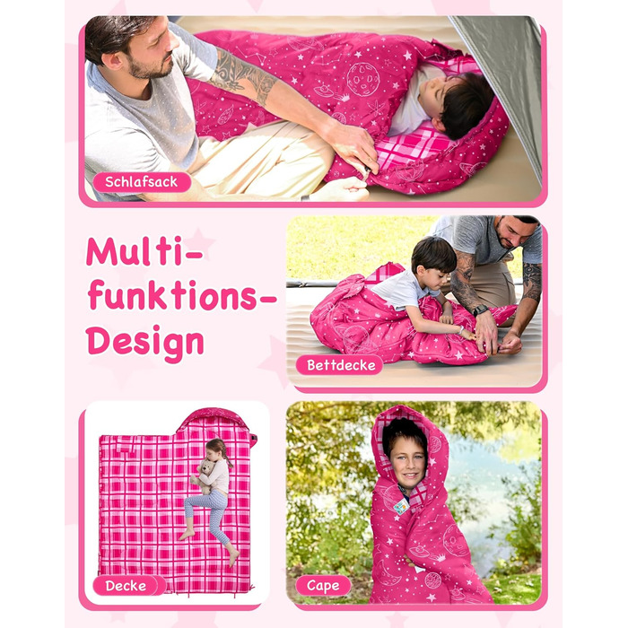 KingCamp Kids Sleeping Bag - Winter Warmth, 3-4 Season Comfort for Camping & Trekking - 170x70cm, 7°C Rating, Adjustable Length