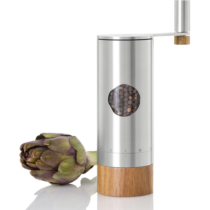 AdHoc MP54 Pepper | Salt Grinder PowerMill, CeraCutXL® Ceramic Grinder, Stainless Steel | Acacia Wood | Acrylic