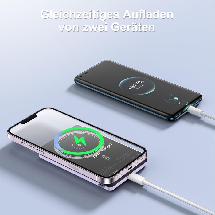 Power Bank NOHON MagSafe: 5000 mAh, Бездротова зарядка, PD 20W, для iPhone 16/15/14/13/12, Ultra Slim, Type-C