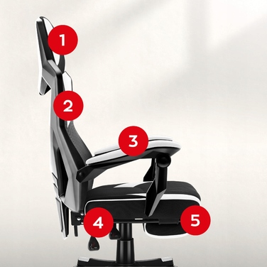 Ігрове крісло Huzaro Combat, тканина, чорно-біле