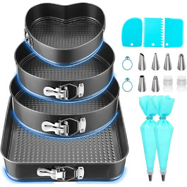 Набір для випічки Sadodo: форми для тортів (20/22/24/26 см), кондитерський мішок з насадками та аксесуари для випічки