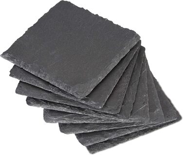 Set of 72 Slate Coasters, square 10x10 cm, easy-care coasters, for glasses, grey